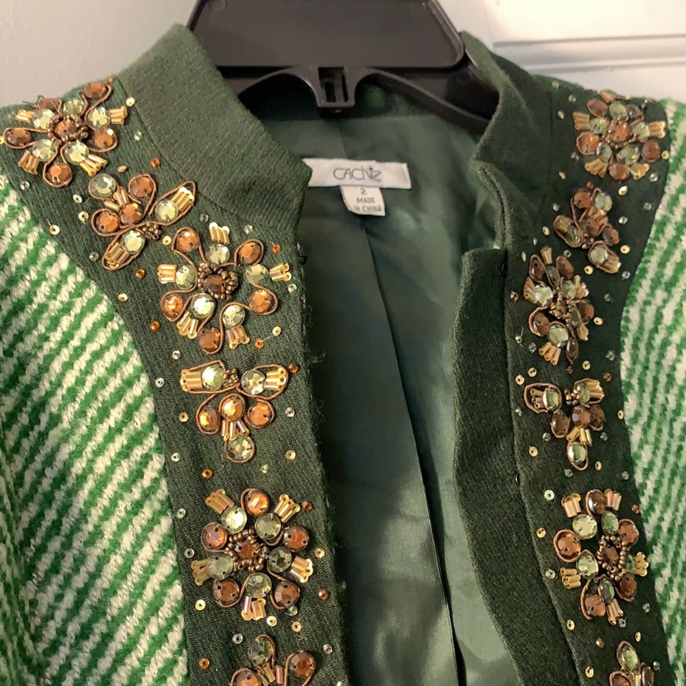 Cache Size 2 Wool Blend Blazer With Beaded Trim! - image 3